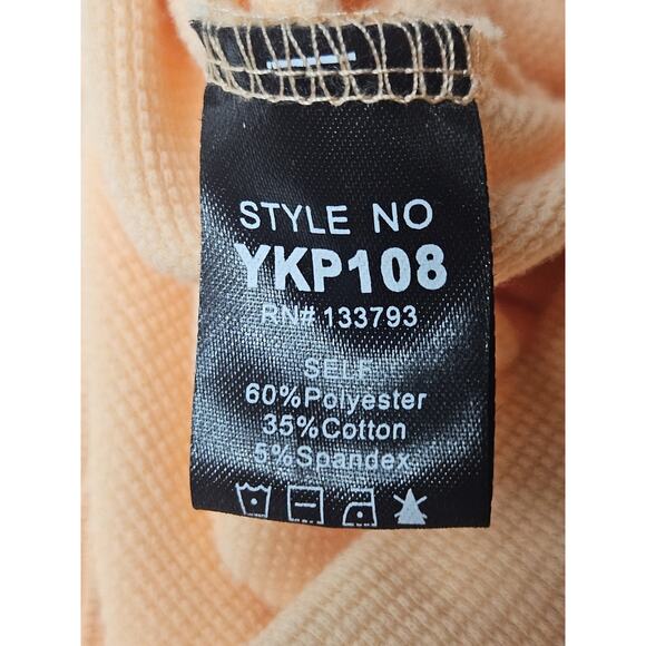 Pol Floral Embroidered Pattern Solid Waffle Knit Pants Size Small Peach YKP108 - Picture 8 of 8